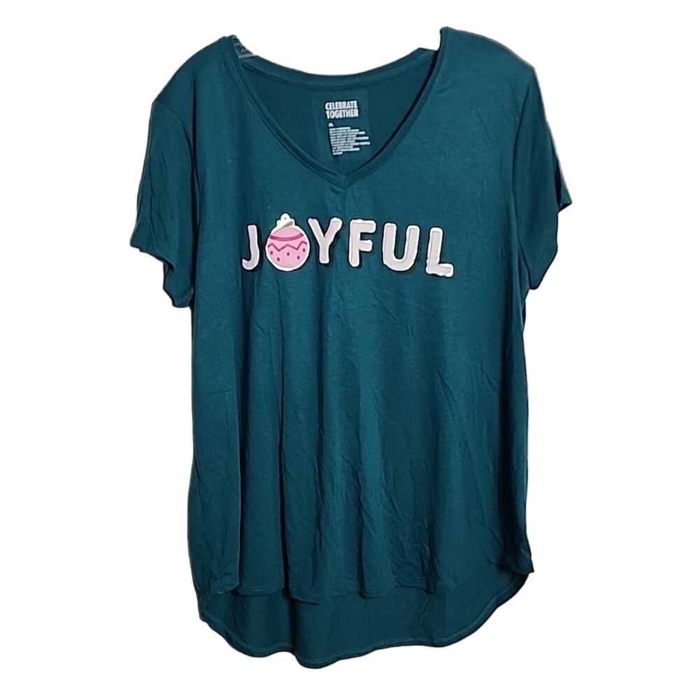 Celebrate Together Joyful Teal V-Neck Tee, NWT, S
